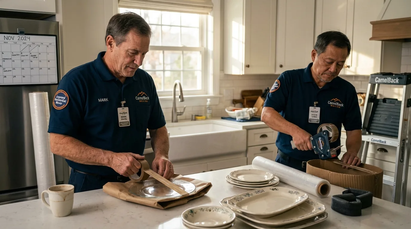 Professional crew packing kitchen dishware in Lakeside, CA